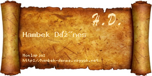 Hambek Dénes névjegykártya